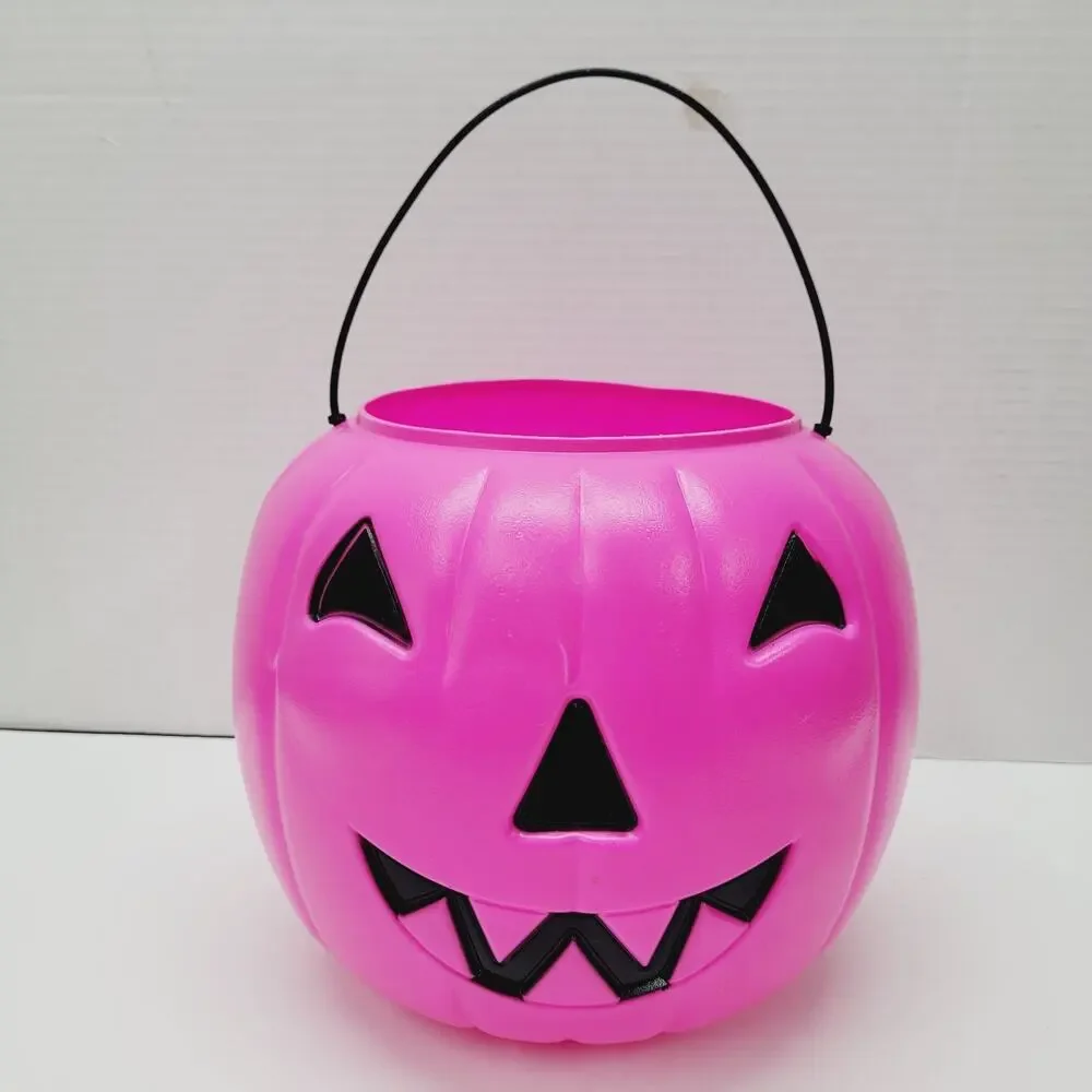 General Foam Plastics Blow Mold Pumpkin Pink Jack-O-Lantern Halloween Bucket